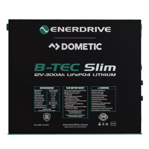 Enerdrive B-Tec LiFePO4 Slim Metal Case Battery 300Amp  12v